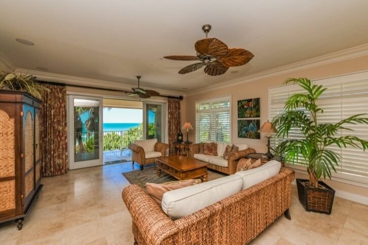 Living room of gulf front Anna Maria Island rental